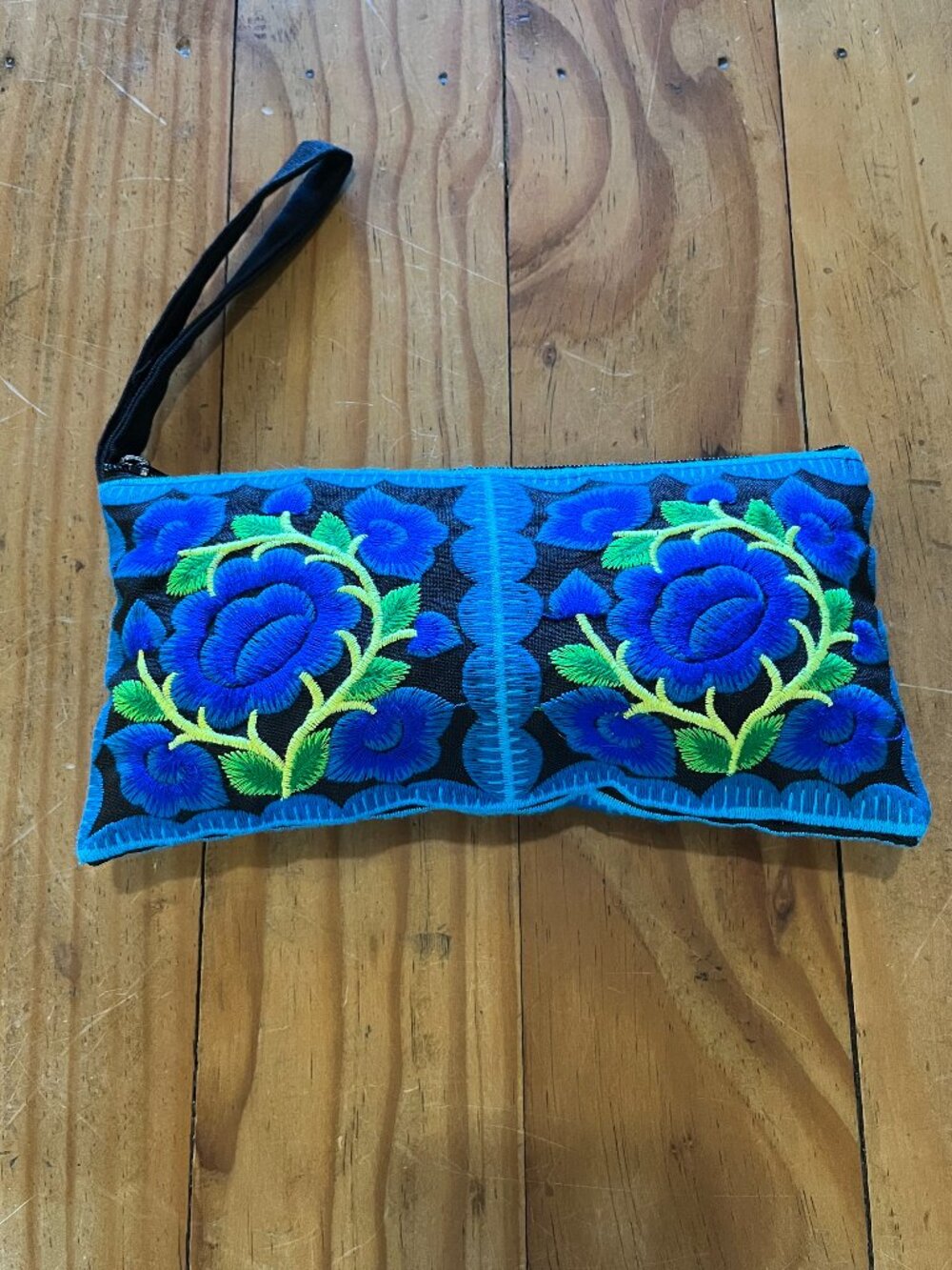 Embroidered Floral Hmong Tribe Wristlet 8" L x 4" H